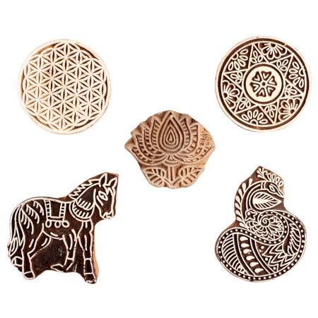 Set of 5 Piece New Mix Wooden Printing Block